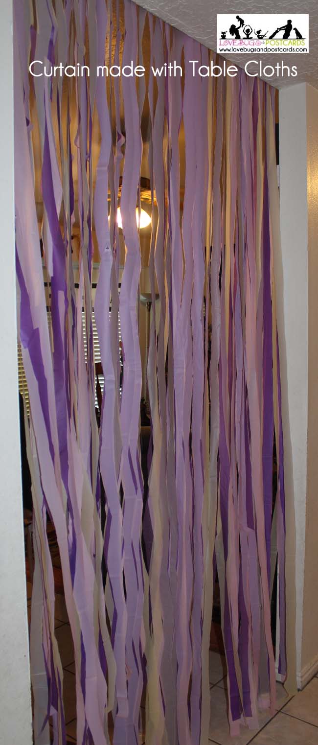 DIY Curtain made from Table Cloths (perfect for party and holiday decor)