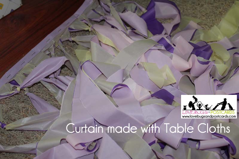 DIY Curtain made from Table Cloths (perfect for party and holiday decor)