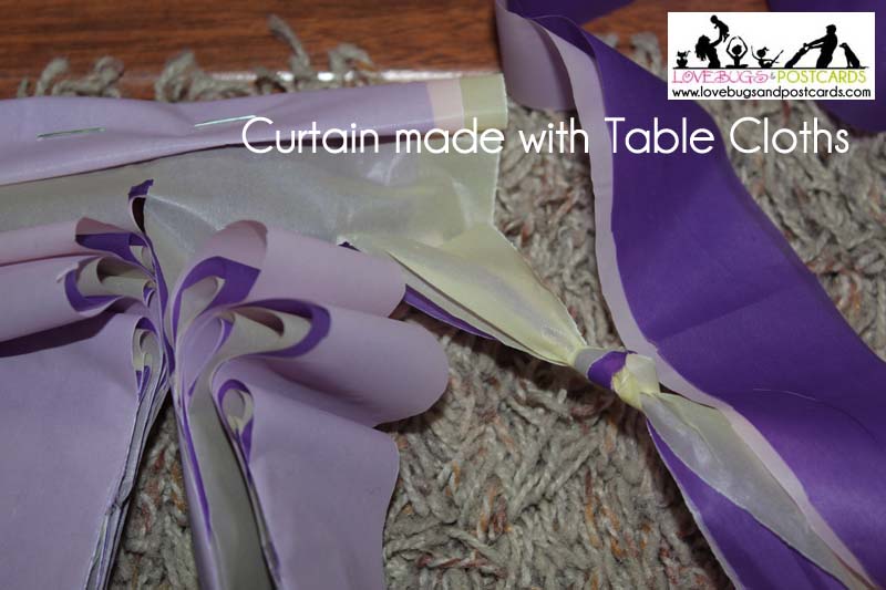 DIY Curtain made from Table Cloths (perfect for party and holiday decor)