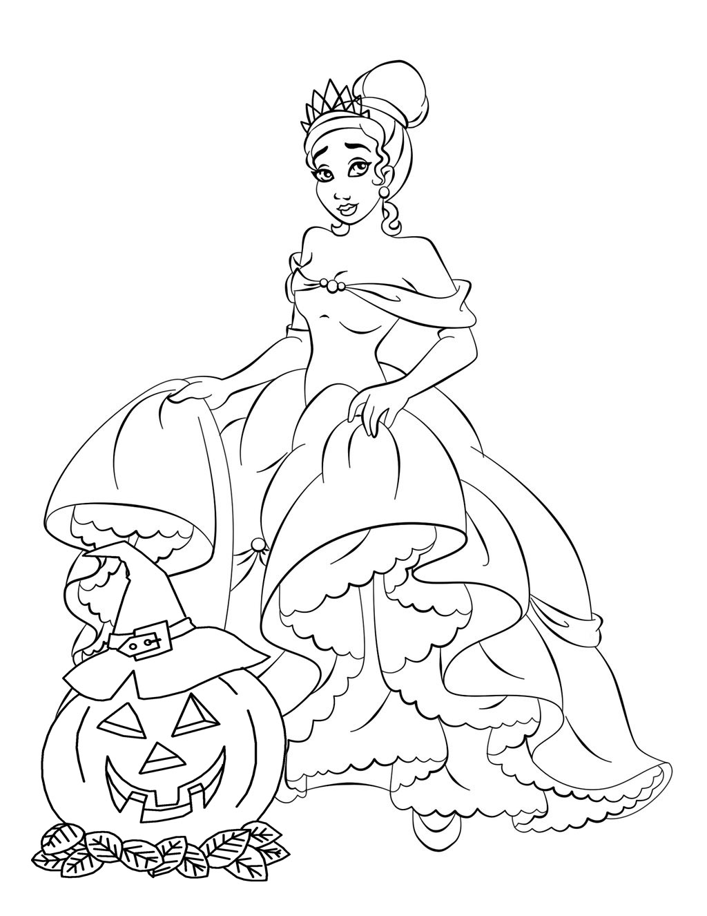 halloween coloring disney printable princess sheets larger version tiana