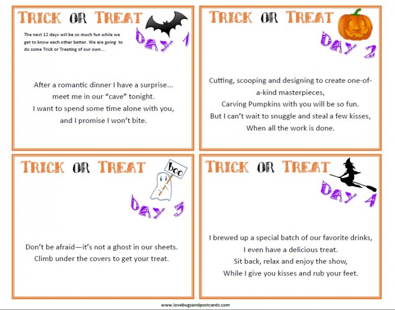 12 Days of Halloween Romantic "Trick or Treat" Cards