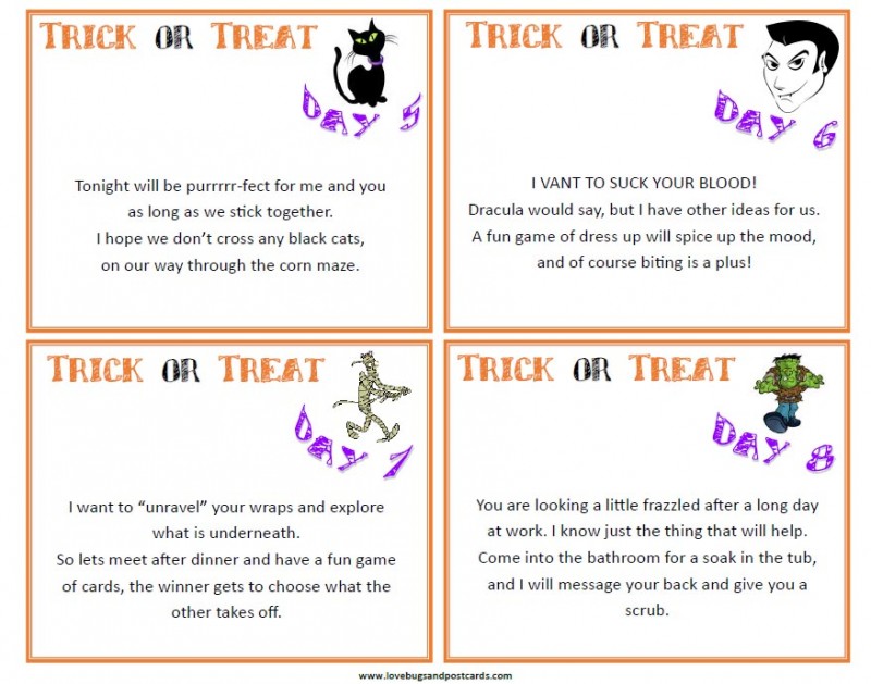 12 Days of Halloween Romantic "Trick or Treat" Cards