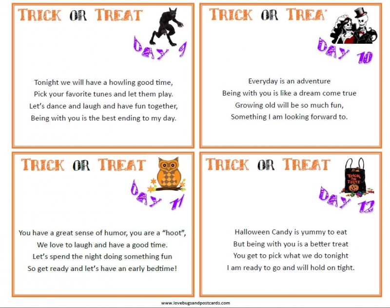 12 Days of Halloween Romantic "Trick or Treat" Cards