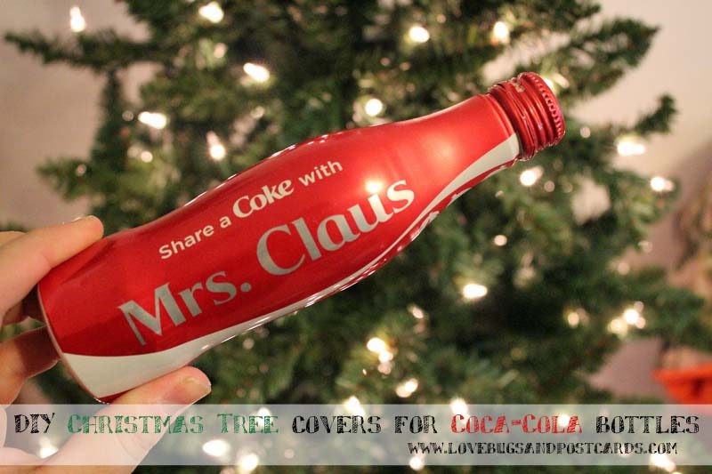 DIY Christmas Tree covers for Coca-Cola bottles