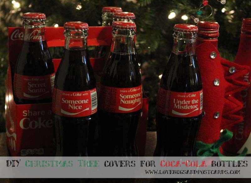 DIY Christmas Tree covers for Coca-Cola bottles