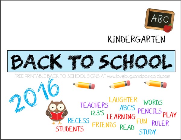 Free Printable Back to School signs