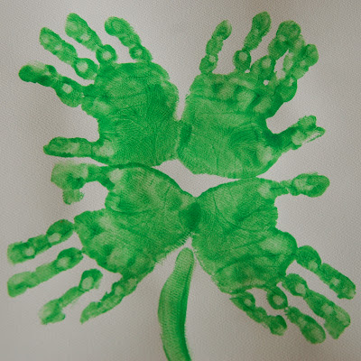 St. Patrick’s Day: Four Leaf Clover Hand Print Art