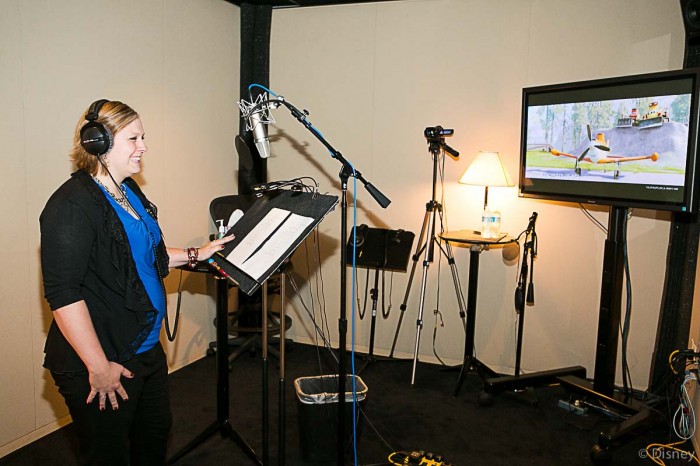 Coralie in the Recording Booth Session at Disney Toon Studios - Voice of Dipper from Planes: Fire and Resuce
