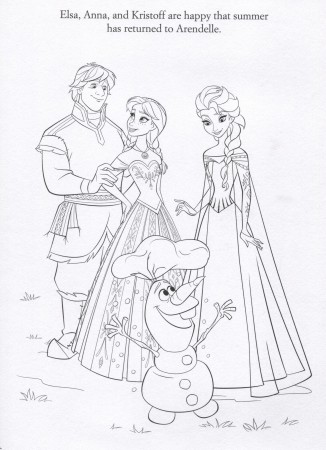 FROZEN Elsa, Anna, Kristoff and Olaf Coloring Page