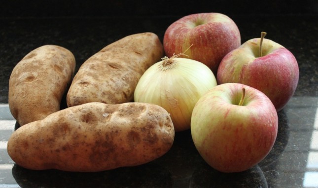 Store apples and potatoes together and avoid the onions