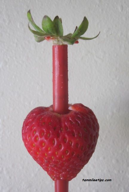  Use a hard, reusable straw to core a strawberry