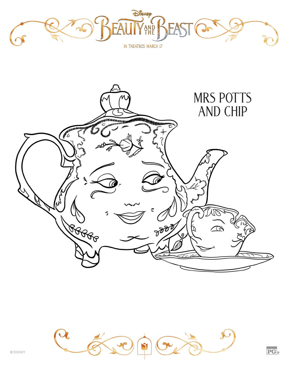 Mrs Potts and Chip Coloring Page