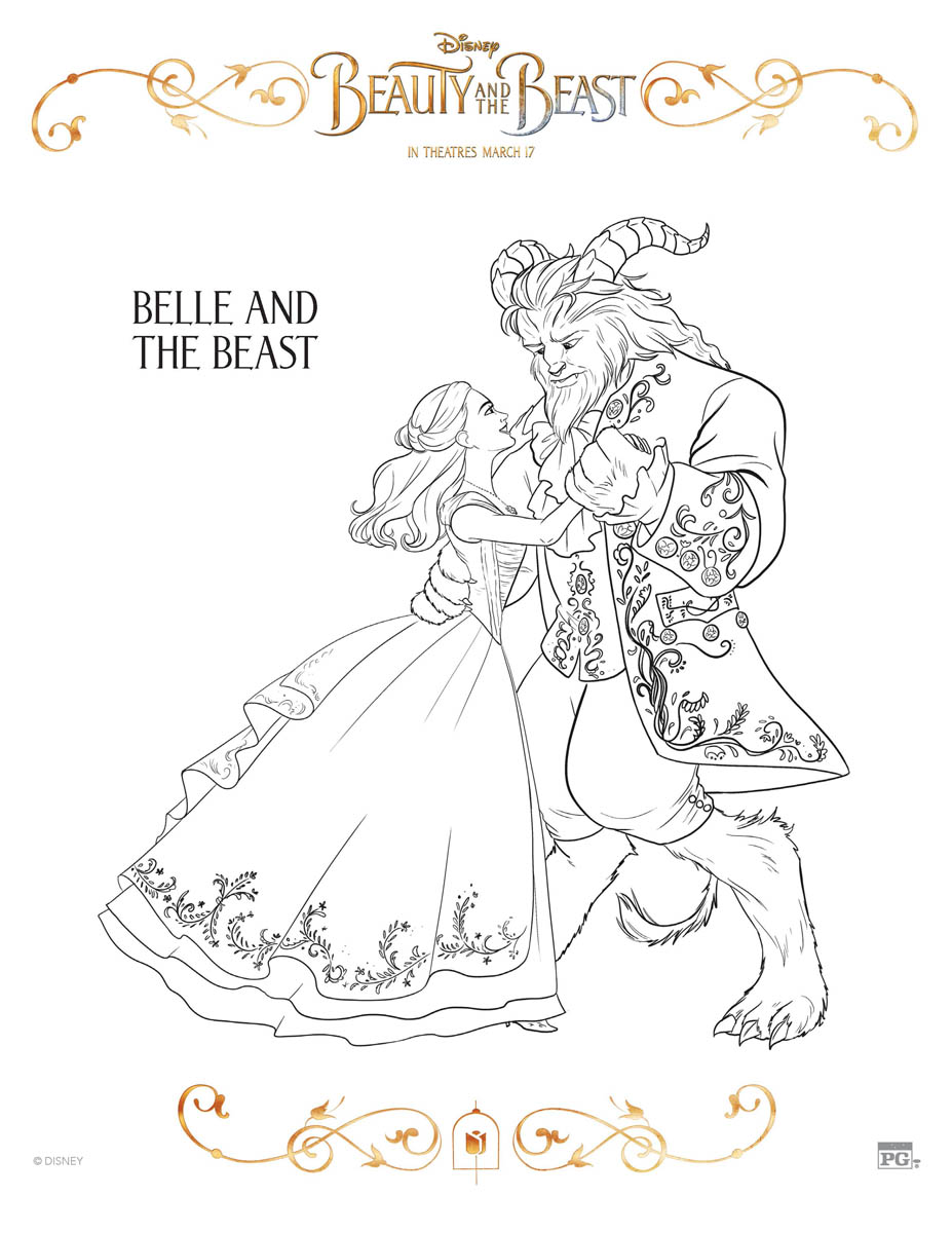 Belle and the Beast Coloring Page
