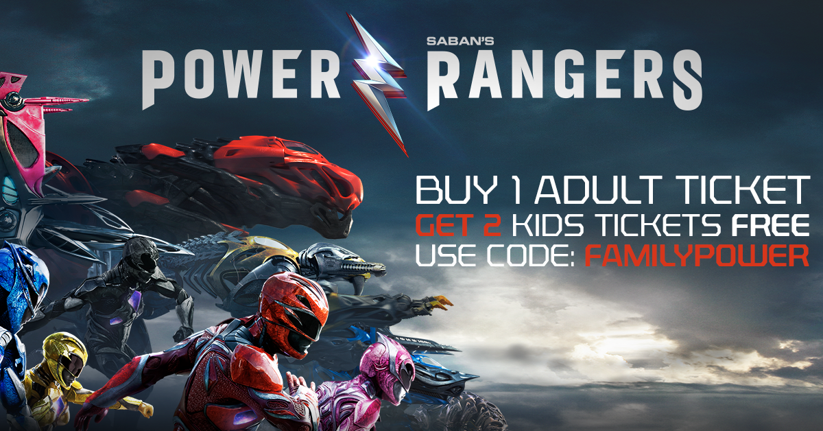 Buy one get two free tickets to Power Rangers with this special promo