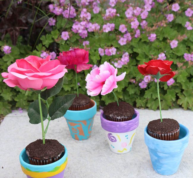 Painted Flower Pot Cupcakes - Lovebugs and Postcards