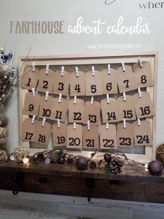 Farmhouse Advent Calendar DIY Lovebugs and Postcards