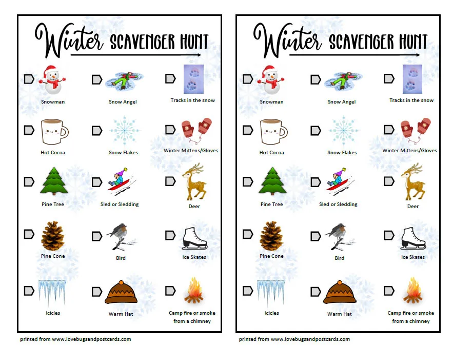 Winter Scavenger Hunt (Free Printable)